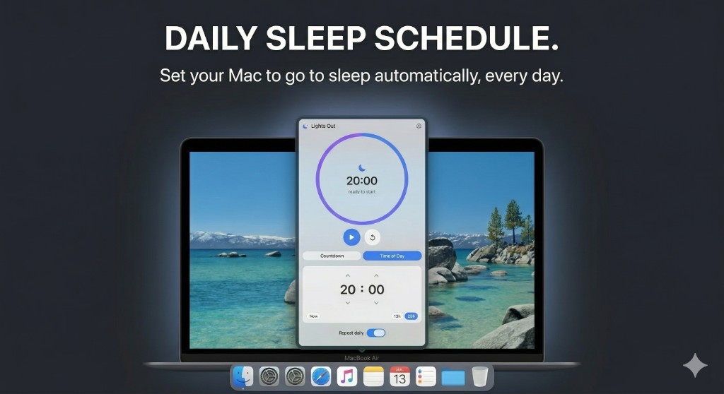 Promo: Lights Out time-of-day mode on a MacBook with Repeat daily enabled