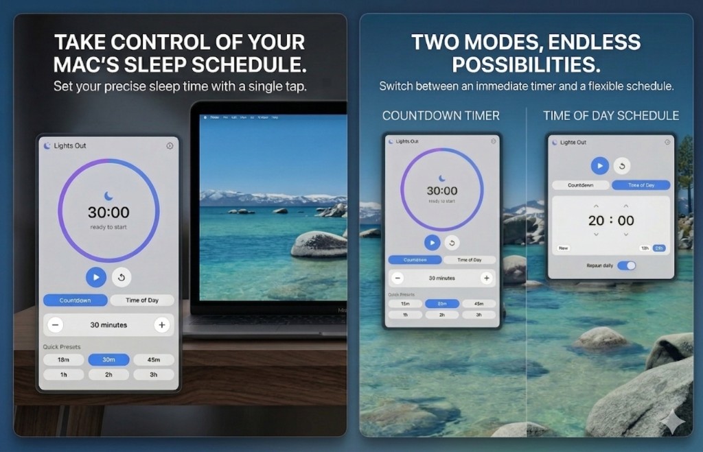 Promo: Lights Out in Countdown mode and Time of Day mode side by side